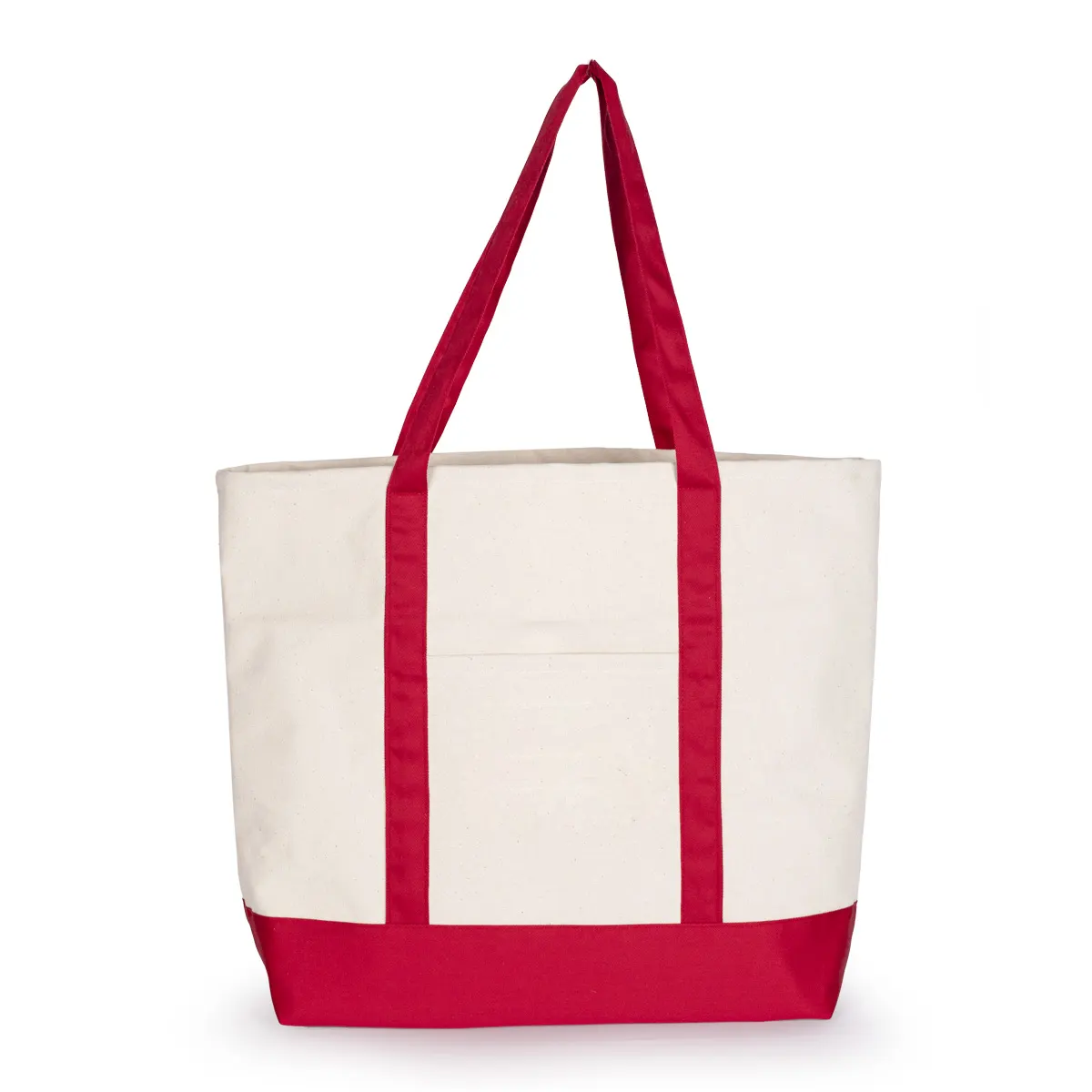 Canvas Tote Bag with Red Handles & Base