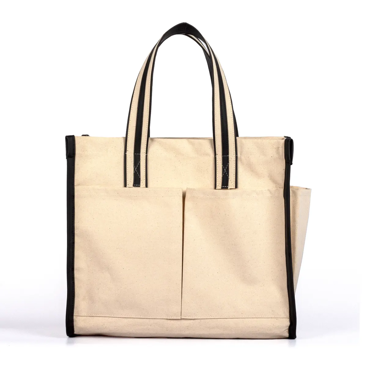 Canvas Tote Bag with Outer & Inner Pockets