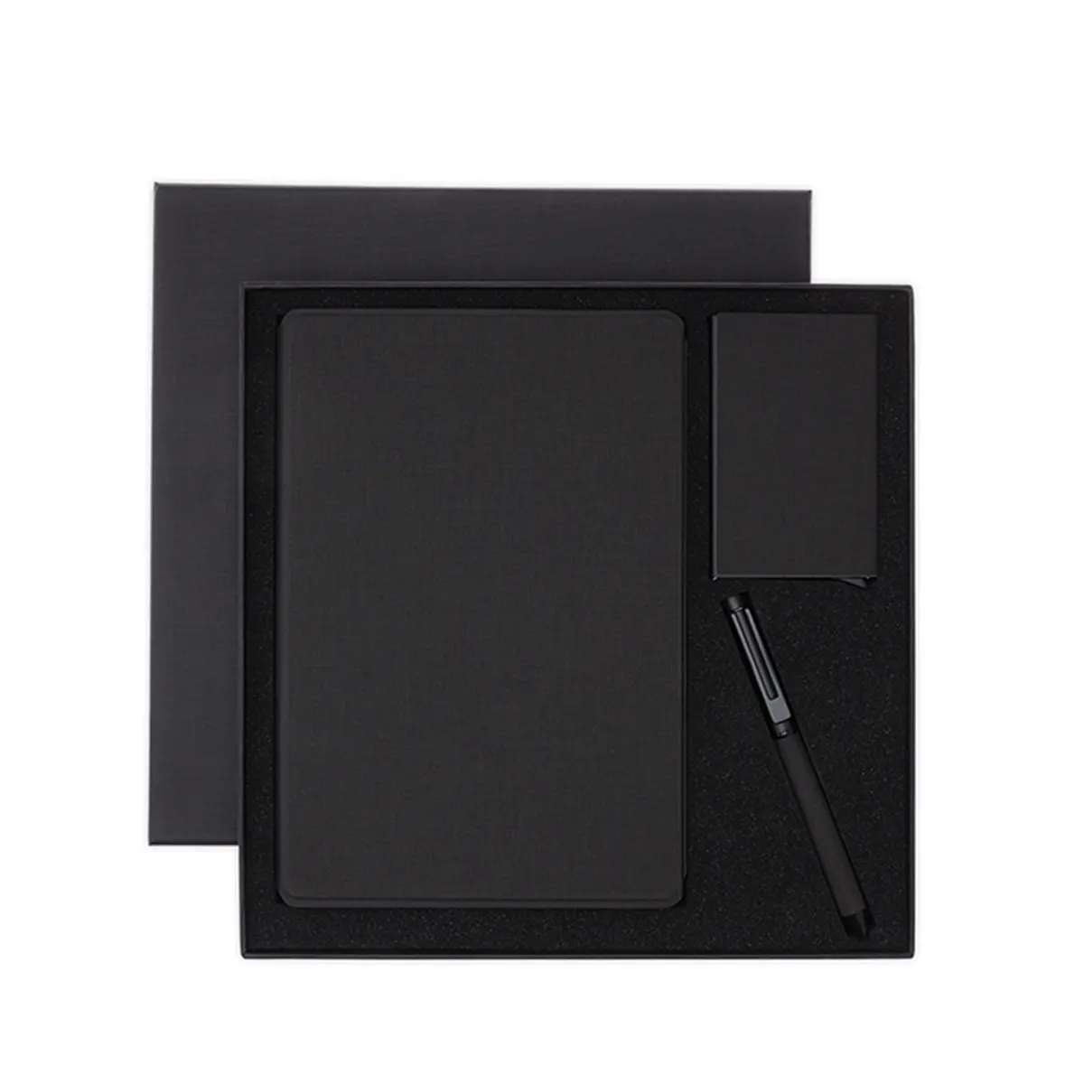 Sustainable Gift Set with Refillable Notebook, Pen & Cardholder - Black