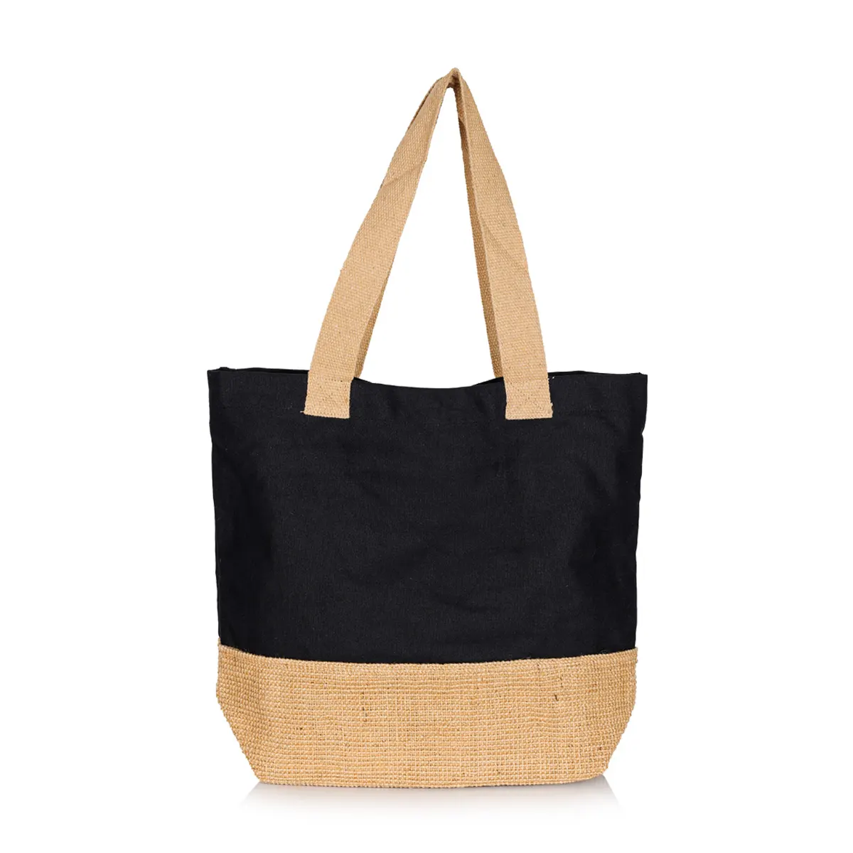 Black Jute Tote Bag with Natural Base