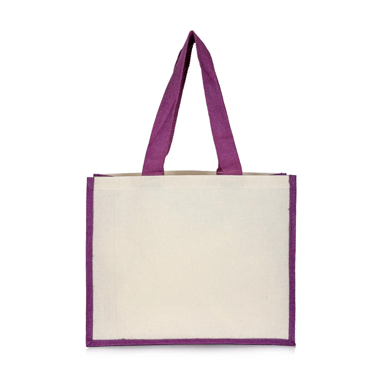 Purple Border Jute & Canvas Bag
