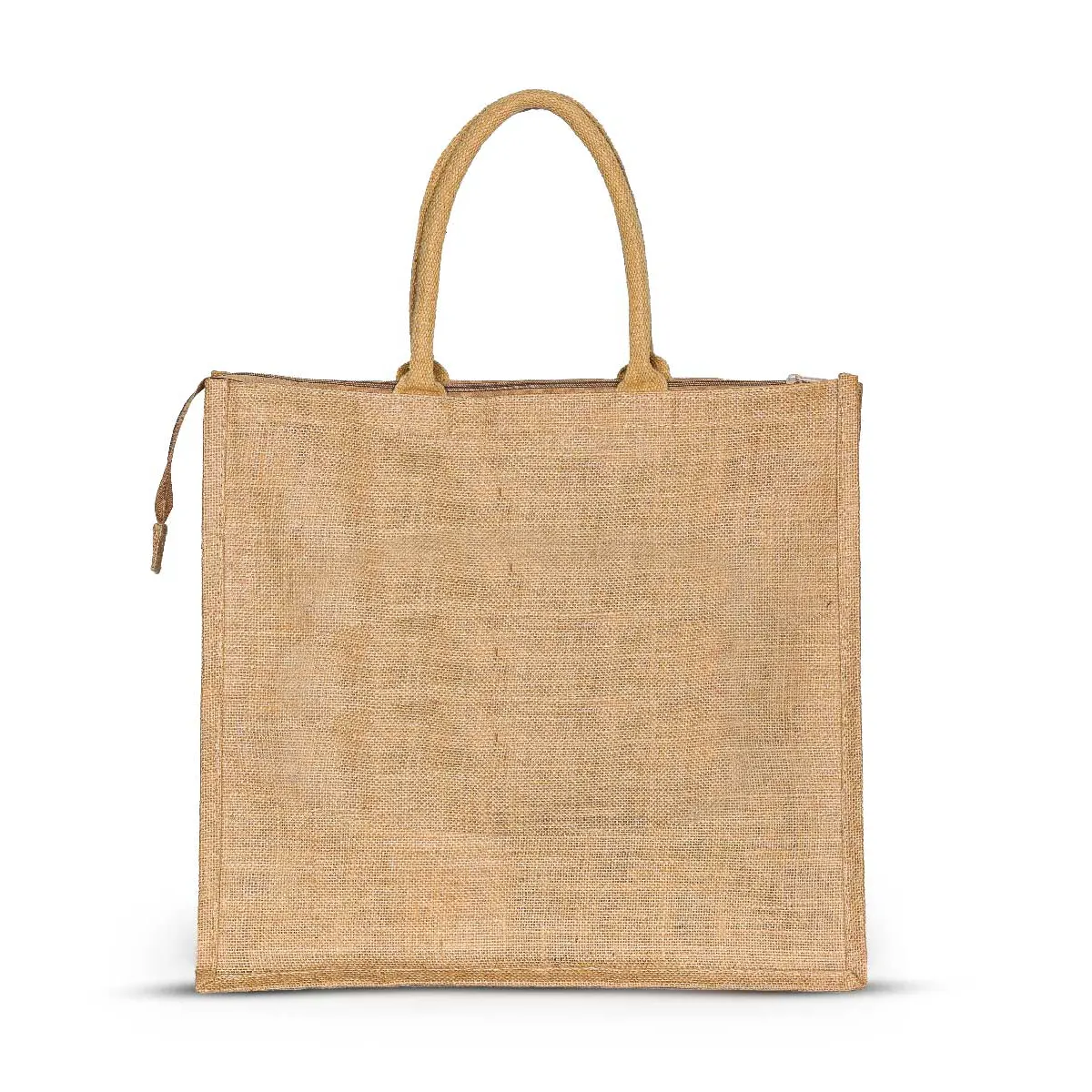 Jute Bags with Zipper and Transparent Pocket